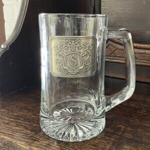 NWOT🆕Large Beer Mug with Pewter Initial "S"
